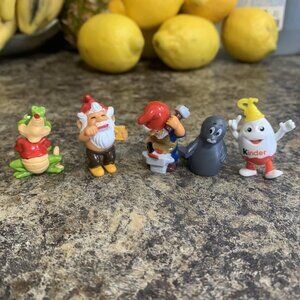 5 Vintage Kinder Surprise Figure Lot Crazy Crocos Bathroom Dwarves Guild Seal